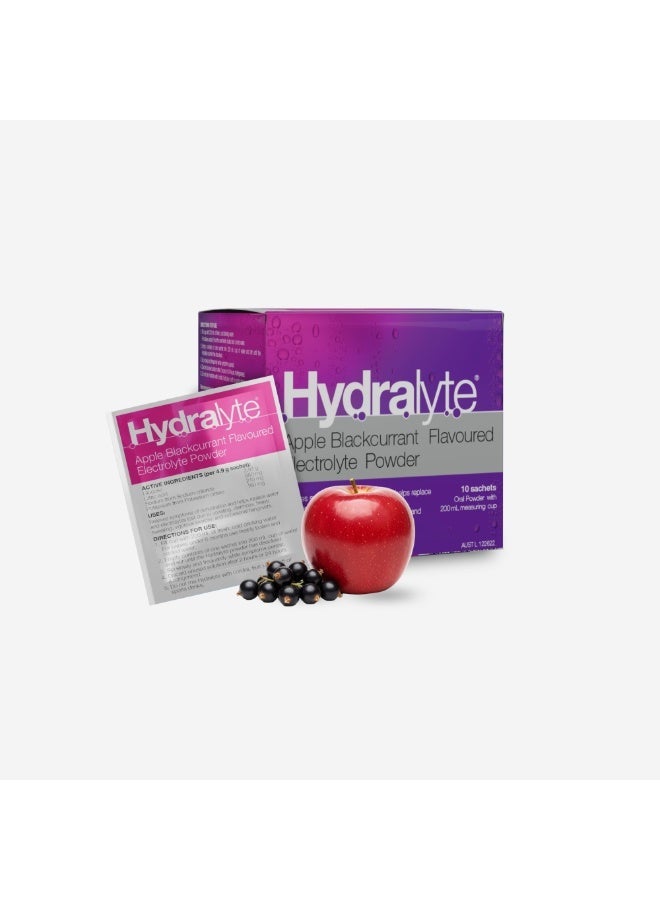 Hydralyte, Electrolyte Powder Apple Blackcurrant Rehydration Solution 10S - Image 1